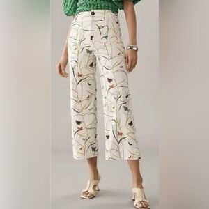 Anthropologie The Colette Butterfly Print High Rise Wide Leg Crop Pants Size 30